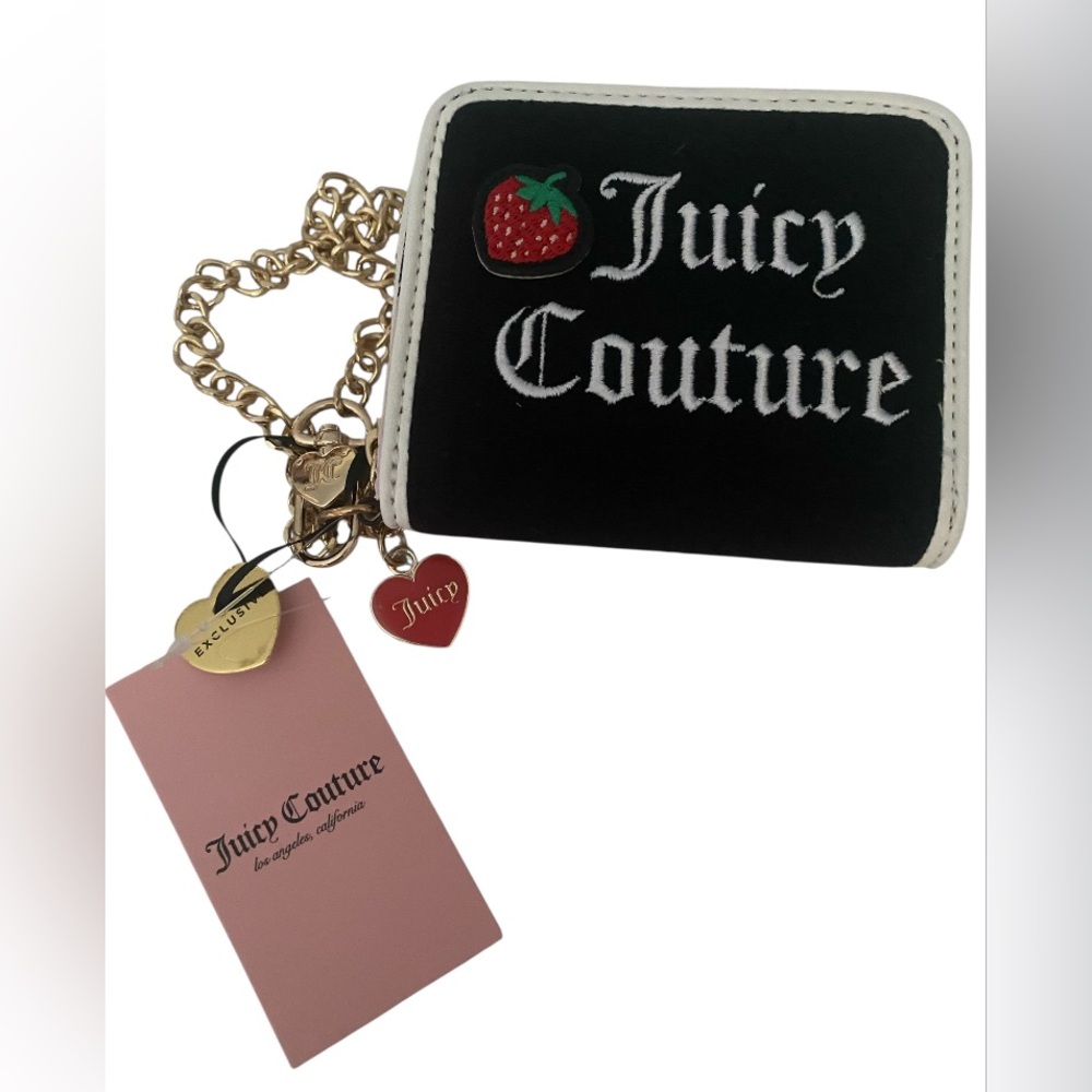 Juicy Couture Black and White Wallet with Strawberry